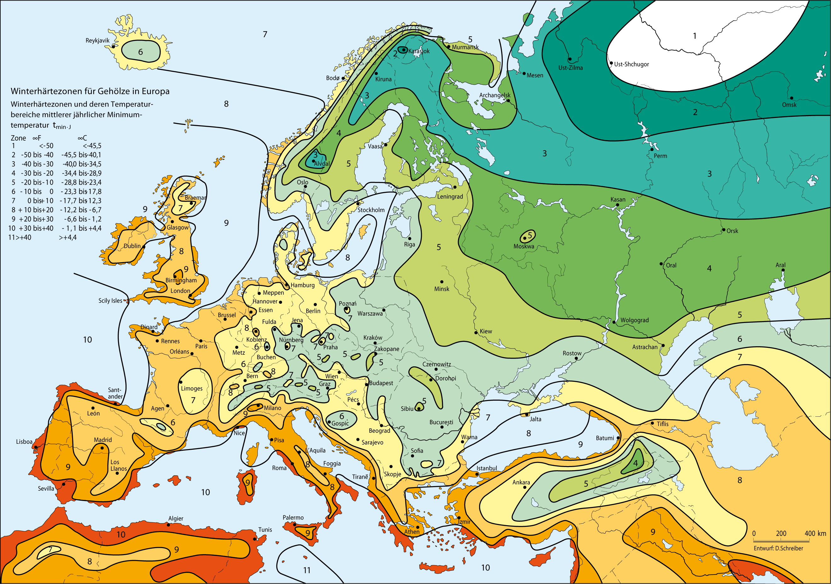 USDA Zonen Europa